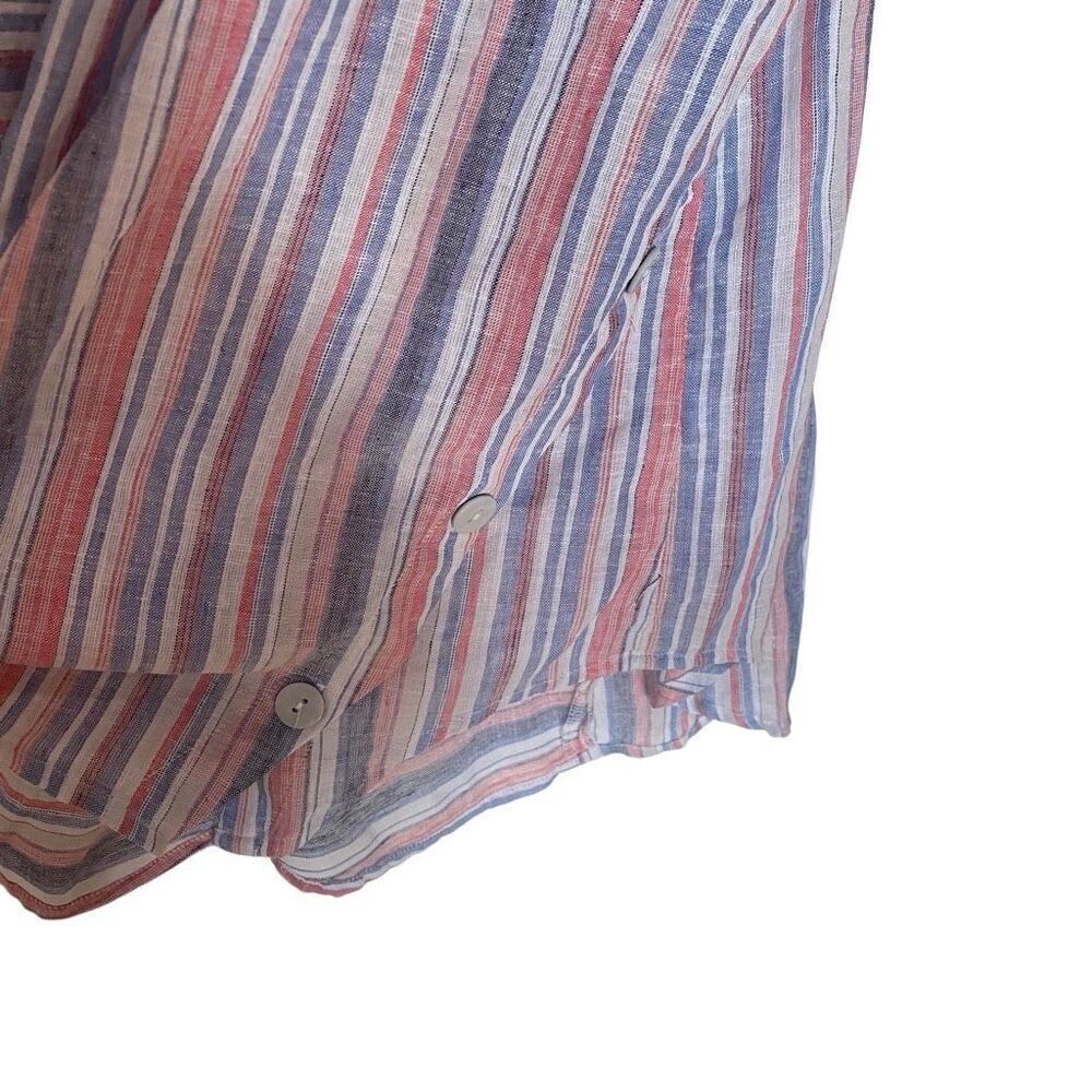 Intro. Linen Blend Button Down Blouse Xl Striped … - image 4